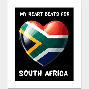 My Heart Beats For South Africa Flag Posters and Art